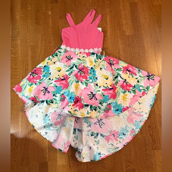 NWT Speechless Girls High-Low Floral Lace Sleeveless Party Dress Pink Size 14 - Picture 1 of 11